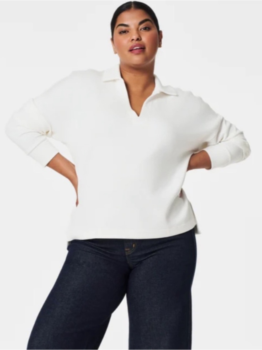 SPANX 💨Air Essentials polo tunic top in powder white ivory Size 3X ❄️